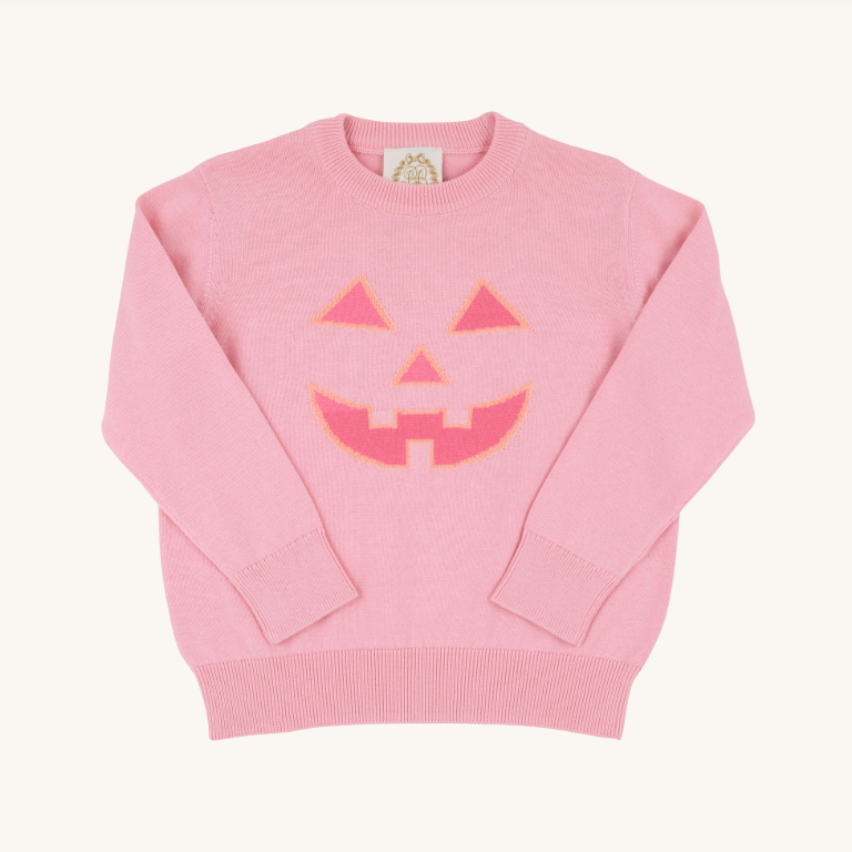 Isabelle`s Intarsia Sweater- Sandpearl Pink/Pumpkin Face