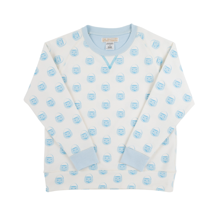 Cassidy Comfy Crewneck Sweatshirt- Vintage-Prep Pumpkin Pails/Buckhead Blue