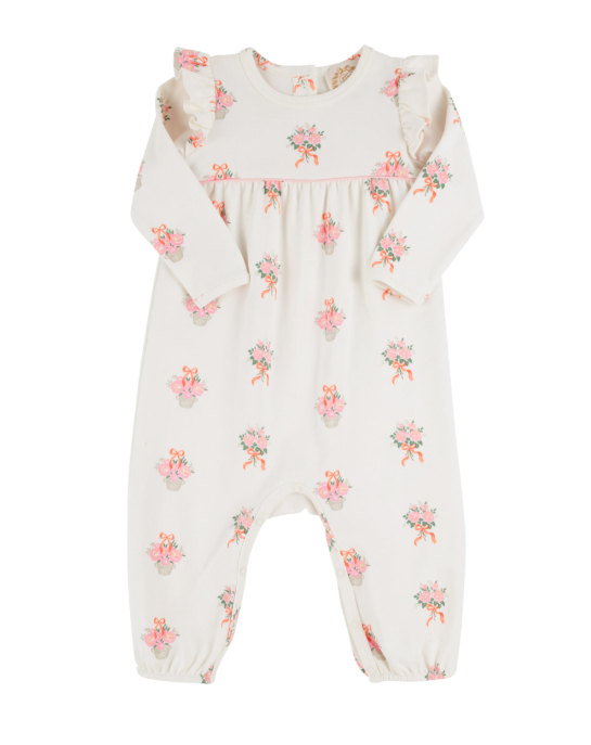 Leigh Ann Angel Sleeve Romper- Nonesuch Stems/Palmetto Pearl/Sandpearl Pink
