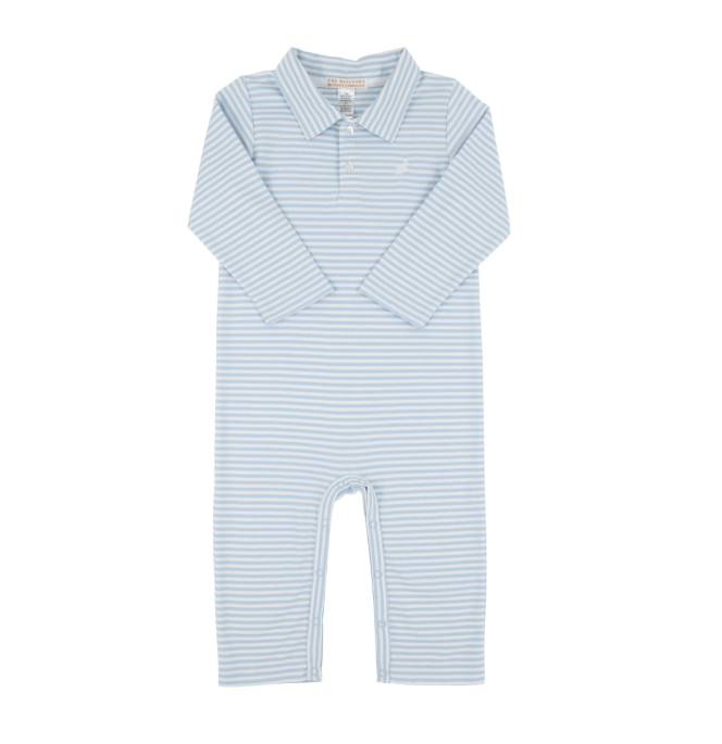 Sir Proper’s Romper LS- Beale Street Blue Stripe/WAW