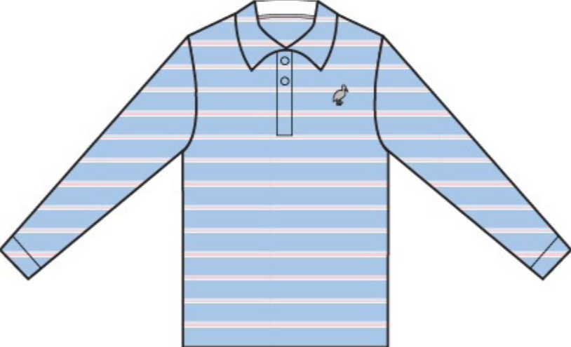 Prim & Proper Polo LS- Beale Street Blue/PBP/WAW/Grantley Gray