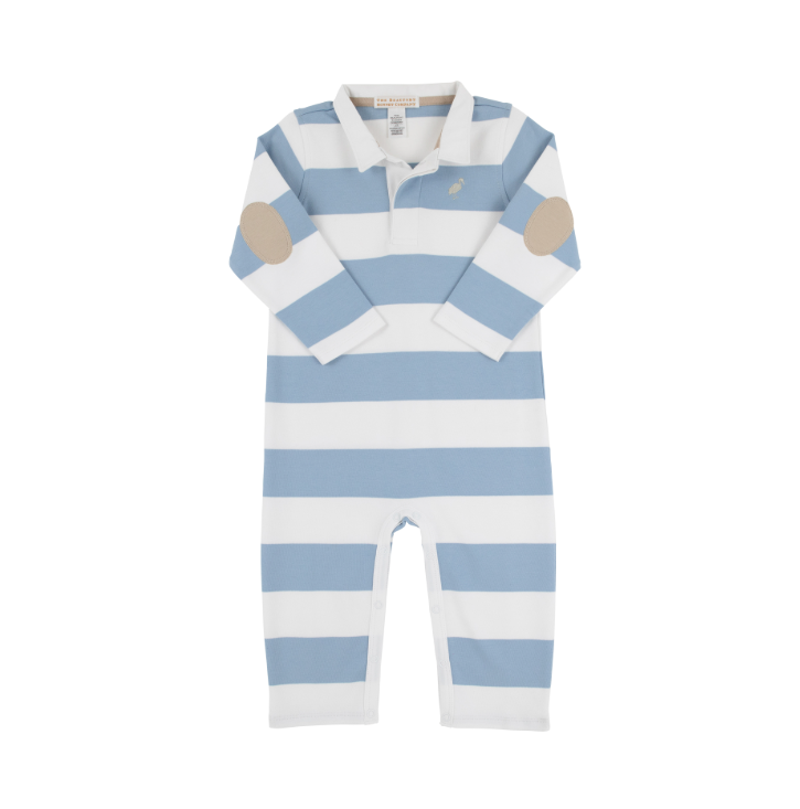 Sir Proper’s Rugby Romper LS- Large BB Stripe/Keeneland Khaki/WAW