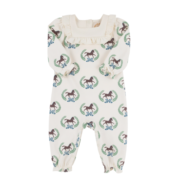 Darla Day Romper LS- Highland Horses/Palmetto Pearl