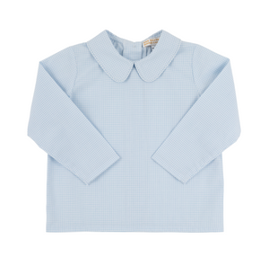 Peter Pan Collar Shirt LS- Barrington Blue Mini Windowpane