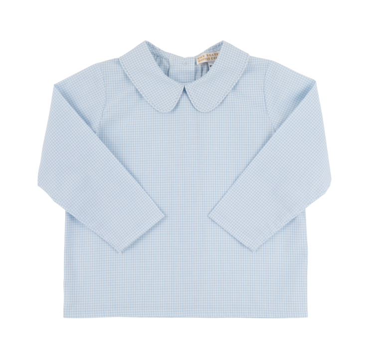 Peter Pan Collar Shirt LS- Barrington Blue Mini Windowpane