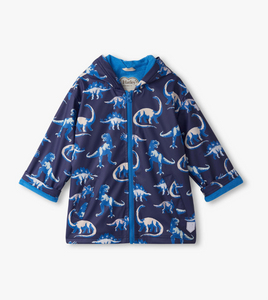 Painted Dinos Rain Jacket- Patriot Blue