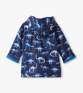 Painted Dinos Rain Jacket- Patriot Blue