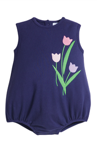 Tulips Applique Bubble- Dk Blue