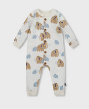 Load image into Gallery viewer, Printed Mammoths Button Up Jumpsuit- Beige
