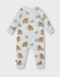 Printed Mammoths Button Up Jumpsuit- Beige