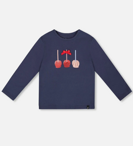 Apples Tee & Plaid Leggings Set- Mood Indigo