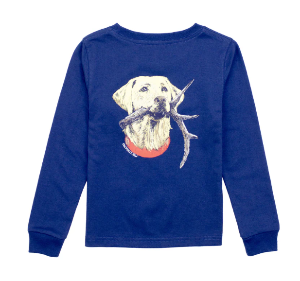 Antler Lab LS Logo Tee- River Blue