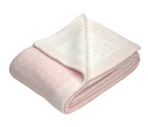 Pin Dot Blanket- Pink/White
