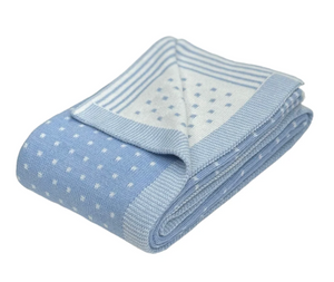 Pin Dot Blanket- Blue/White