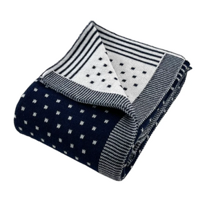 Pin Dot Blanket- Navy/White