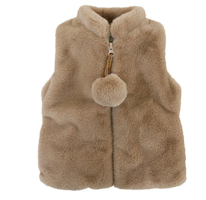 Zip Up Vest- Mocha Puff