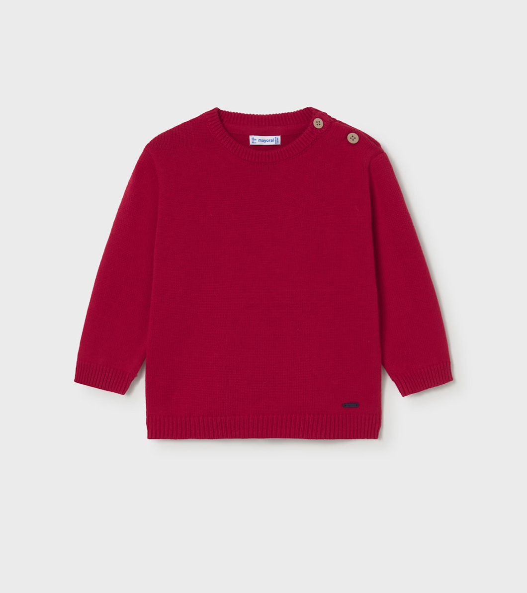 Baby Basic Crew Neck Sweater- Red