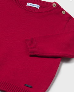 Baby Basic Crew Neck Sweater- Red