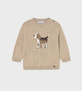 Baby Intarsia Sweater Dog- Beige