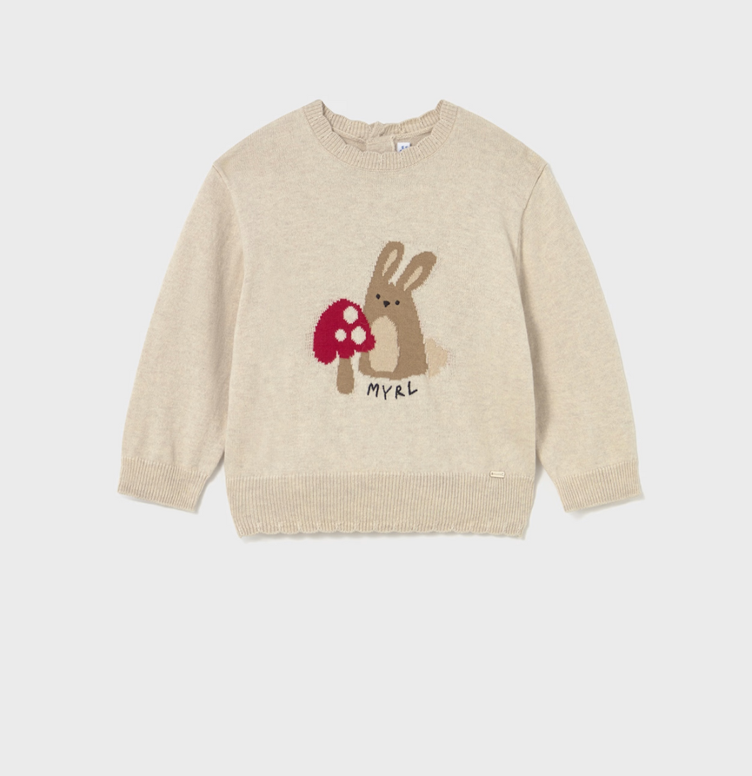 Baby Jacquard Sweater Animal- Oat
