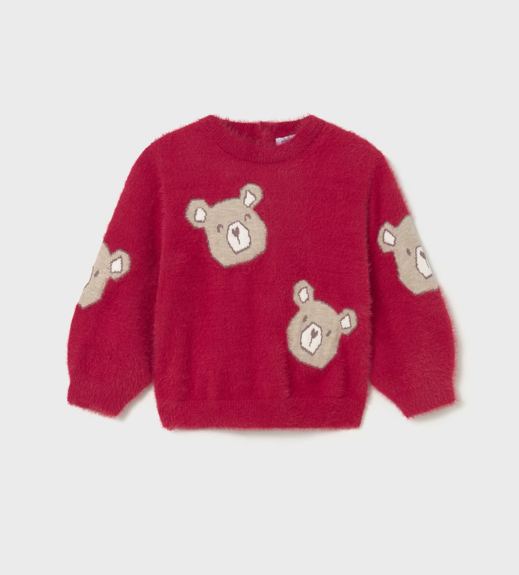Baby Fuzzy Sweater Bear- Red