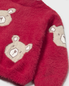 Baby Fuzzy Sweater Bear- Red
