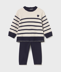 Baby Knit Sweater & Pant Set- Navy