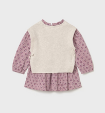 Load image into Gallery viewer, Baby Faux Knit Vest Dress Set- Sand Heather
