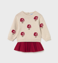 Load image into Gallery viewer, Baby Mushroom Sweater &amp; Skirt Set- Red
