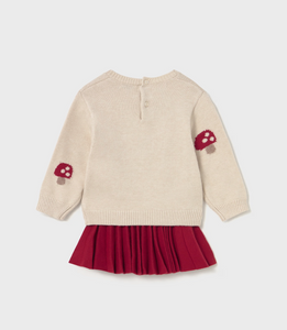 Baby Mushroom Sweater & Skirt Set- Red