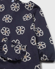 Load image into Gallery viewer, Baby Jacquard Flower Print Dress- Navy
