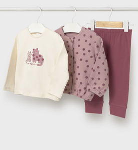 Baby 3 Piece Polka Dots Jacket Set- Rose/Blush