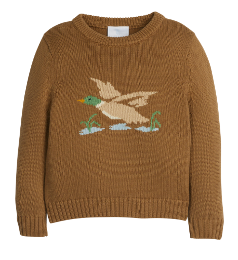 Flying Mallard Intarsia Sweater- Brown