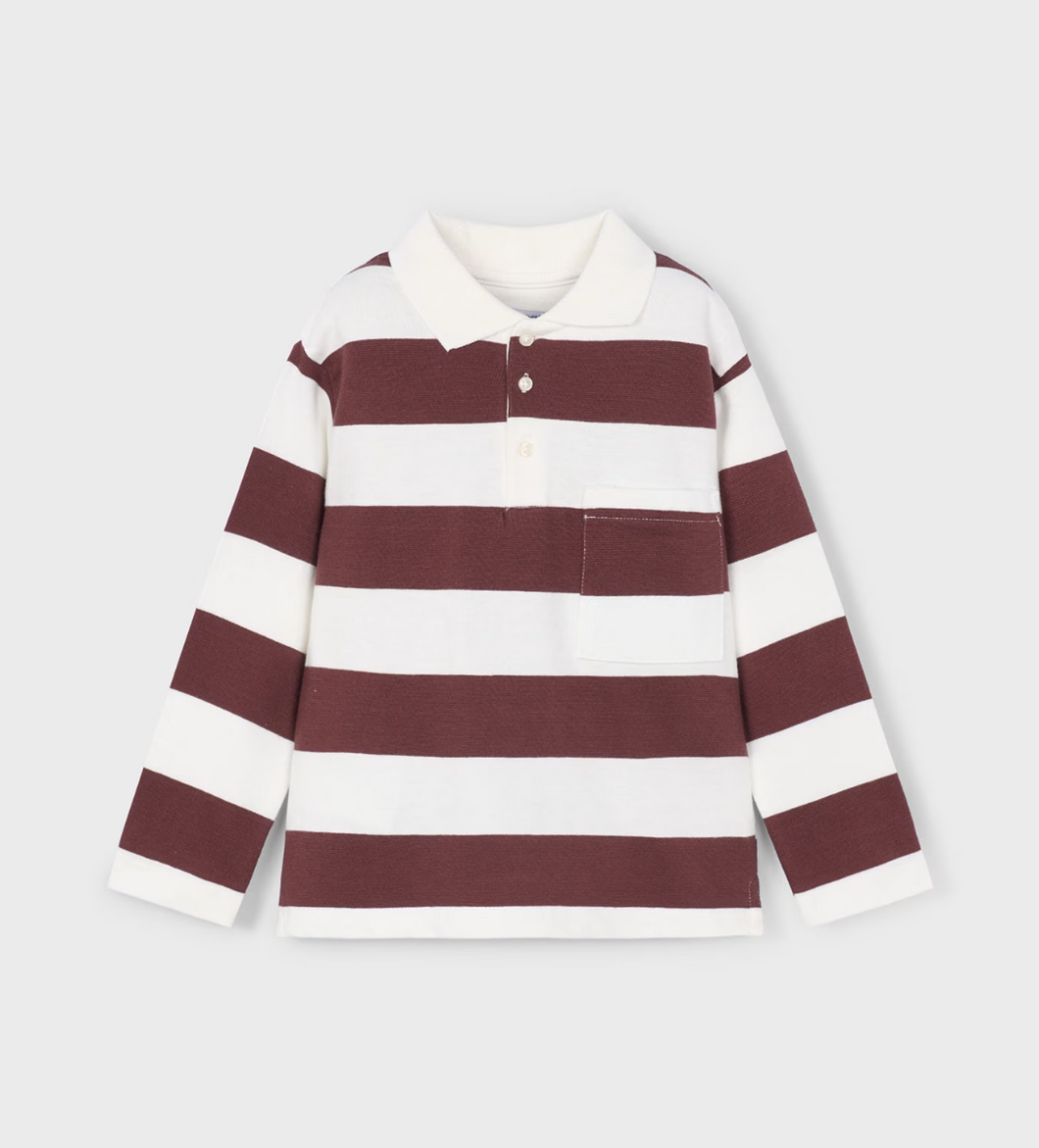 Stripes Polo LS- Plum