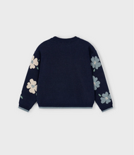 Load image into Gallery viewer, Jacquard Flower Sweater- Petroleum
