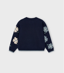 Jacquard Flower Sweater- Petroleum