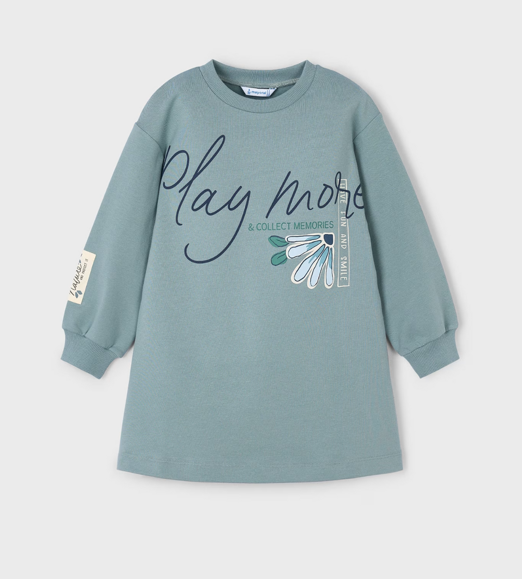 Play More Fleece Dress- Sage