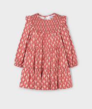 Load image into Gallery viewer, Ikat Print Dress- Dark Red/Tandoori
