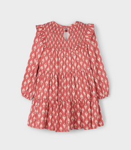 Load image into Gallery viewer, Ikat Print Dress- Dark Red/Tandoori

