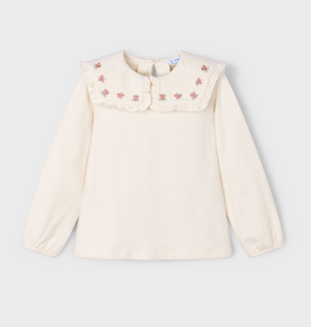 Ruffled Collar Knit Blouse- Macchiato