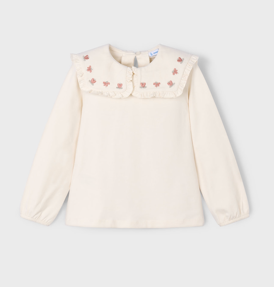 Ruffled Collar Knit Blouse- Macchiato
