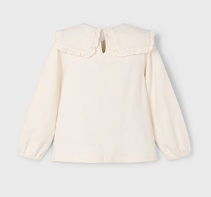 Ruffled Collar Knit Blouse- Macchiato