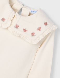 Ruffled Collar Knit Blouse- Macchiato