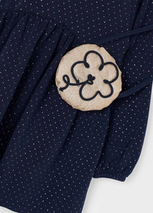 Gold Dot Fleece Dress & Purse Set- Navy
