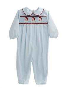 Santa Smocked Dressy Romper LS