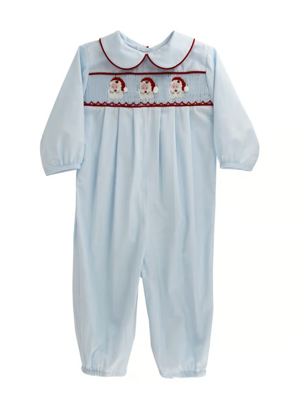 Santa Smocked Dressy Romper LS