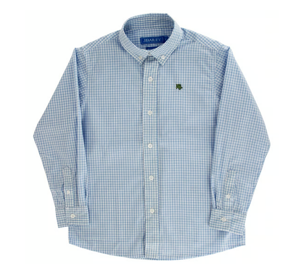 Roscoe Button Down Shirt- Lt Blue Check