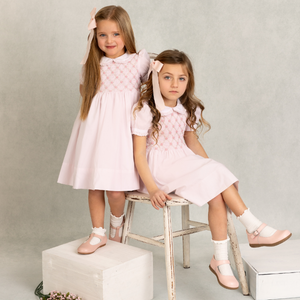 Dainty Smocked Floral Dress- Pink