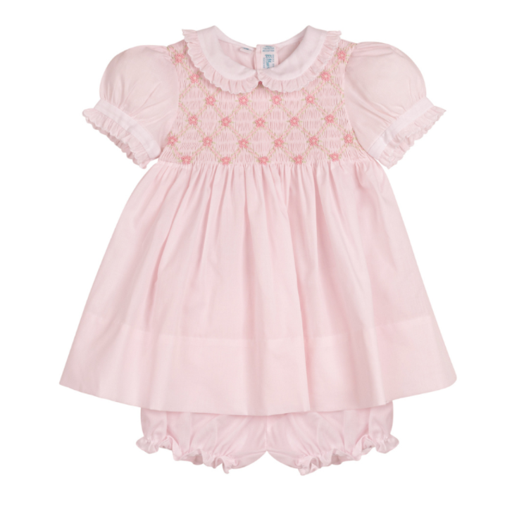 Dainty Smocked Floral Dress- Pink