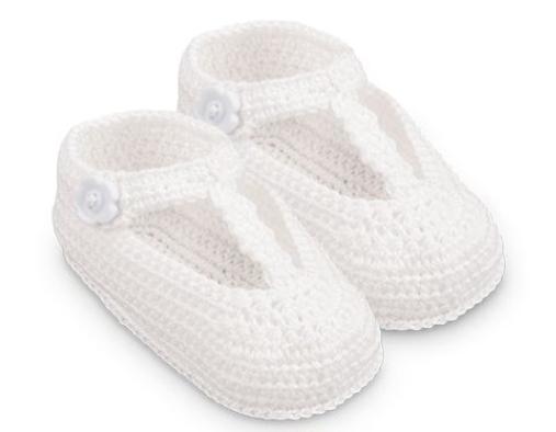 T-Strap Crochet Bootie-White